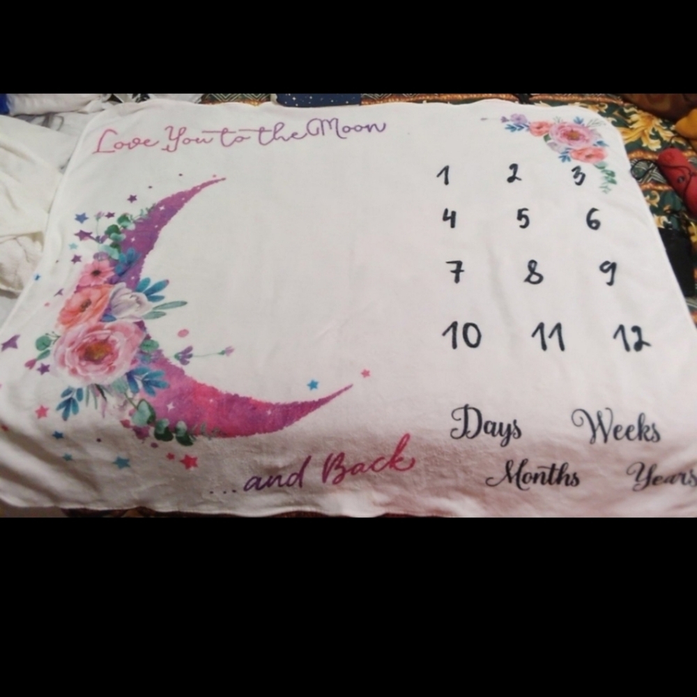 Baby Milestone Blanket - Pink & Purple Moon Floral